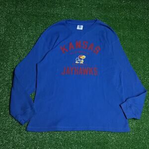 Kansas jayhawks long sleeve thermal blue LARGE